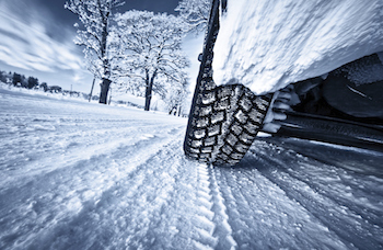 tyres driving over snow