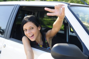 happy young woman driver