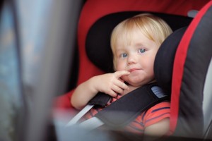 Toddler boy in car seat