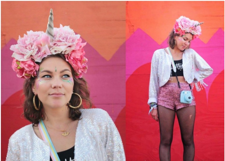 Woman with unicorn flower headband