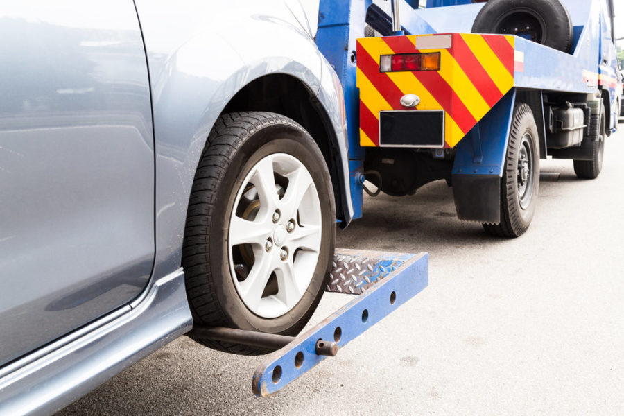 Car being towed