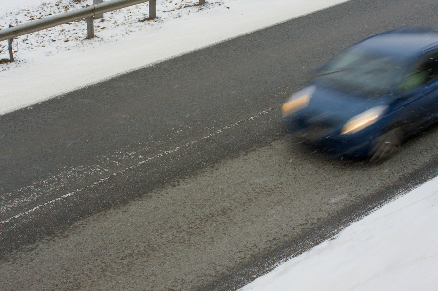 Driving on icy road